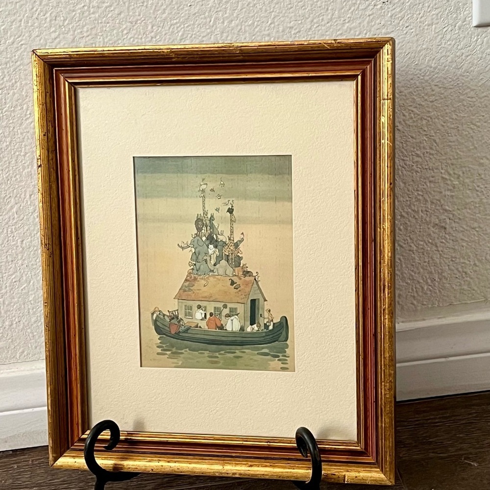 Framed Print “Spring Cleaning In Noah,s Ark” By British Illustrator H. Robinson